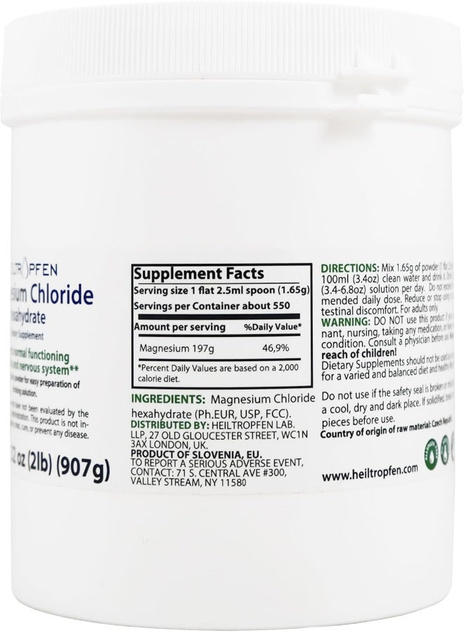 Heiltropfen 2 Pounds/ 907g Magnesium Chloride Powder, Hexahydrate, Pharmaceutical Grade, Crystal Powder, Pure Ph. Eur., BP, USP, 100% - Muscle Pain Relief - Image 3